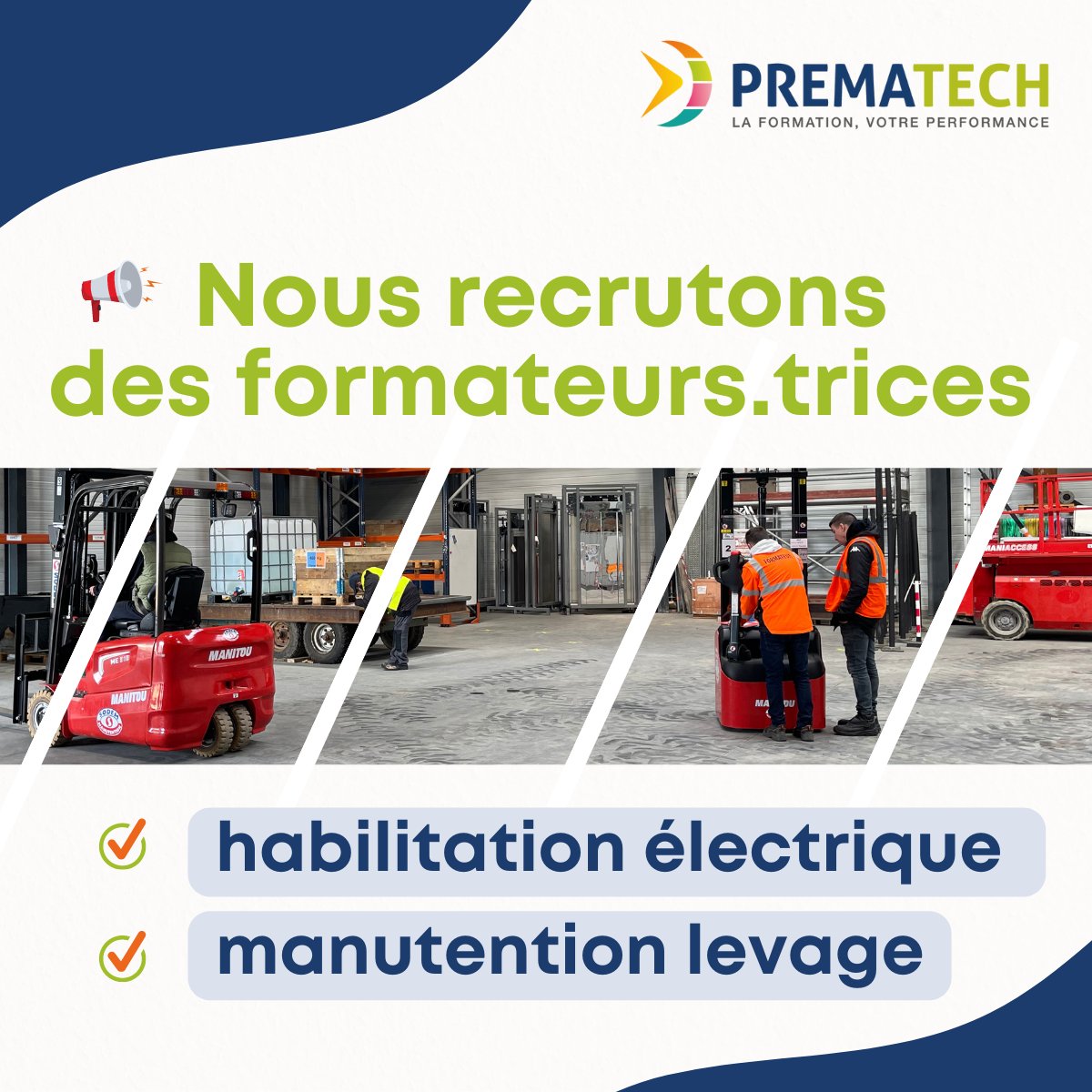 prematech1's tweet image. #RECRUTEMENT : Que tu sois #formatrice ou #formateur, ou bien que tu occupes un autre type de poste et que tu souhaites réorienter ta carrière vers la transmission de tes connaissances, sache que nous sommes à la recherche de notre futur.e collègue !