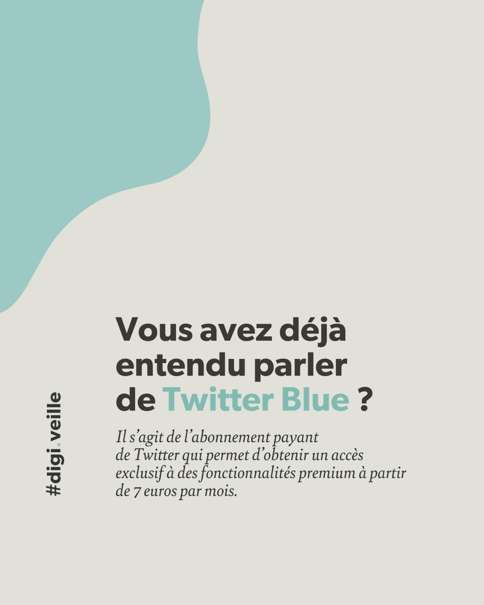 Vous avez déjà entendu parler de Twitter Blue ? 🧐
Il s’agit de l’abonnement payant de Twitter qui permet d’obtenir un accès exclusif à des fonctionnalités premium.
#Twitter #Twitterblue #digiveille #digisanté