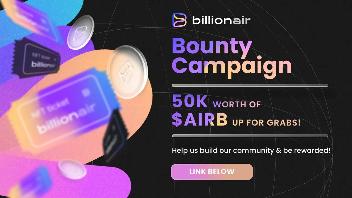 billionair_app's tweet photo. 🚨 REMINDER! 🚨

Don't forget, we still have our Big Bounty Campaign going on! 💰

A WHOPPING 50k worth of $AIRB tokens are up for grabs! 😲

Make sure you don't miss out!!! ✨

Click on the link below to find out how to enter👇

https://t.co/f6xO6u812H

#Crypto #GambleFi 🤑🚀 https://t.co/zTRZT3nP8Z