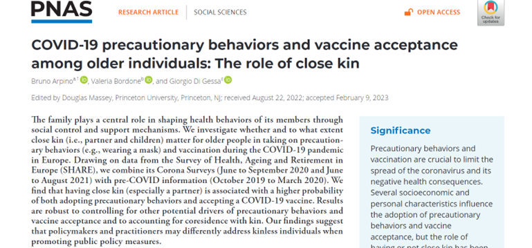 bruno arpino (@brunoarpinoeu) on Twitter photo 🚨 New paper out in <a href="/PNASNews/">PNASNews</a> 🚨
“COVID-19 precautionary behaviors and vaccine acceptance among older individuals: The role of close kin”
w/<a href="/ValeriaBordone/">Valeria Bordone</a> & <a href="/di_gessa/">Giorgio Di Gessa</a>
Based on <a href="/SHARE_MEA/">SHARE_MEA</a> Corona Survey data
pnas.org/doi/10.1073/pn…
A 🧵: 🚨 New paper out in <a href="/PNASNews/">PNASNews</a> 🚨
“COVID-19 precautionary behaviors and vaccine acceptance among older individuals: The role of close kin”
w/<a href="/ValeriaBordone/">Valeria Bordone</a> & <a href="/di_gessa/">Giorgio Di Gessa</a>
Based on <a href="/SHARE_MEA/">SHARE_MEA</a> Corona Survey data
pnas.org/doi/10.1073/pn…
A 🧵: