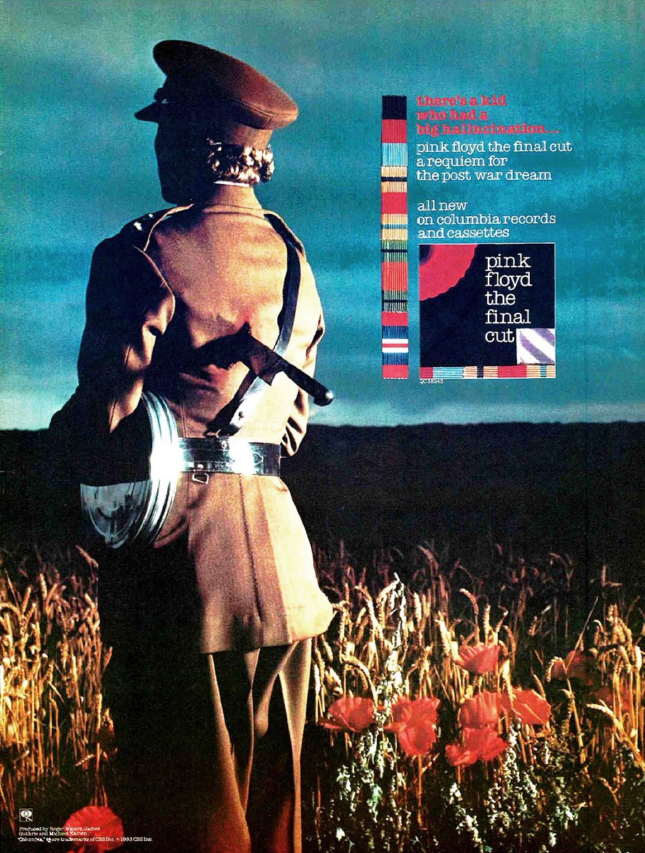 pinkfloyd's tweet photo. Today we mark the 40th anniversary of the UK release of Pink Floyd's The Final Cut, which spent 25 weeks on the charts, reaching number one. Here's a US advert for the album: https://t.co/X6Dd4j9oaa