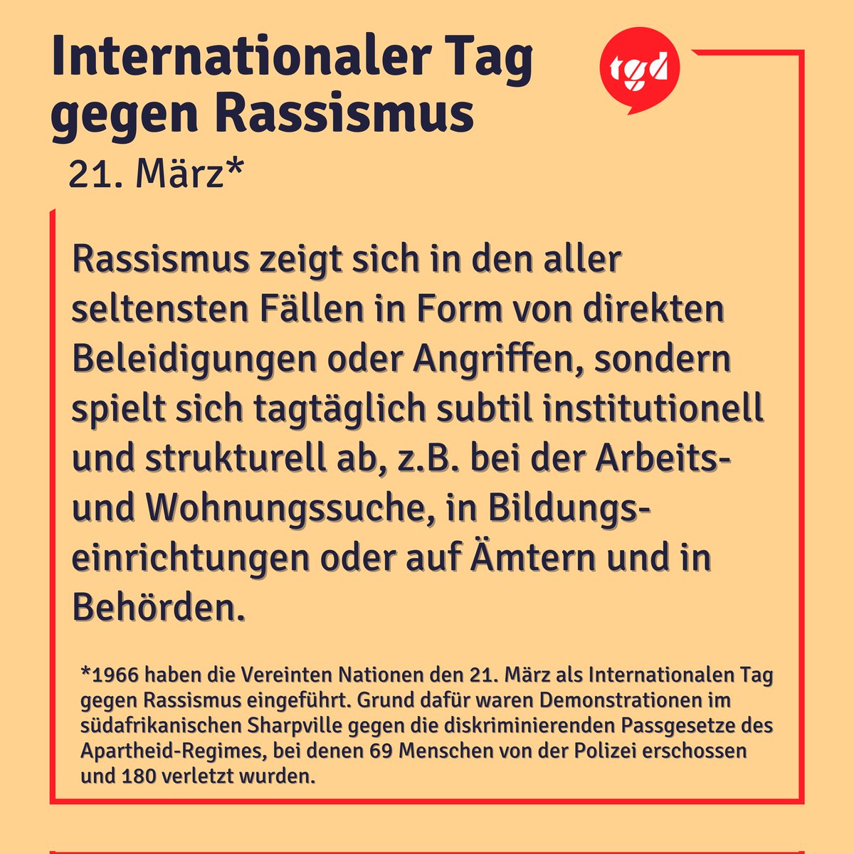 65% der Menschen in Deutschland sind direkt oder indirekt von #Rassismus betroffen. Während des internationalen Tags/der internationalen Wochen gegen Rassismus gibt es vermehrt Veranstaltungen wie Demonstrationen, Workshops und Kampagnen. Also: #mischdichein 
#iTgR #iWgR