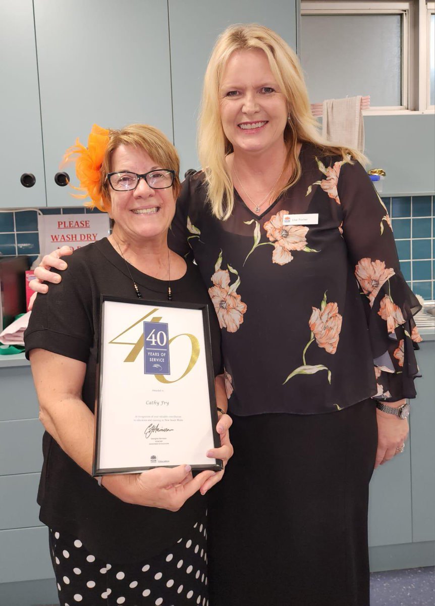Congratulations &amp; thank you to Cathy Fry for 40 yrs of outstanding service to the  DoE, &amp; 40 yrs
admirably serving the Cabramatta PS community. An outstanding educator. Loved and respected  by all!  <a href="/JasonClareMP/">Jason Clare MP</a> <a href="/ben46k/">Ben Kirkman</a> @DebSummerhayes <a href="/NSWEducation/">NSW Dept of Education</a>