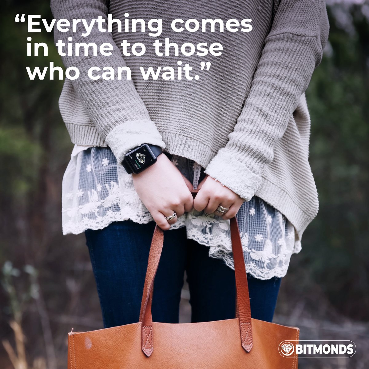 bitmonds's tweet image. &quot;Everything comes in time to those who can wait.&quot;

With my Bitmonds &quot;Golden Girl&quot; on my wrist.

bitmonds.com - #bitmonds #NFT #goldengirl