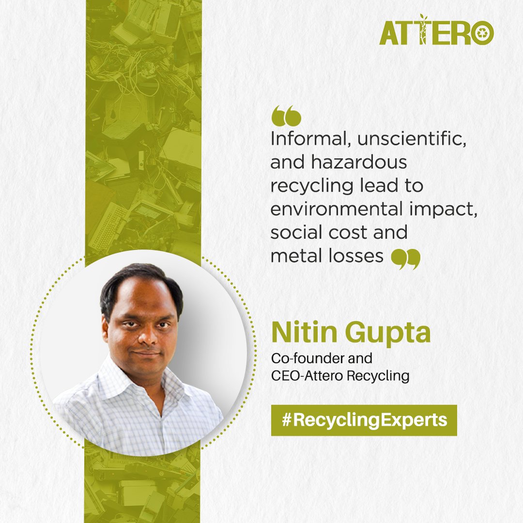 AtteroIndia's tweet photo. Nitin Gupta, Co-founder and CEO of #AtteroRecycling, reminds us that the environment is precious, and so are our resources. Ensuring responsible #Ewaste #Recycling, we can create a #Sustainable future for all!
#Attero #AtteroIndia #RecyclingExperts #Environment #Metals #GoGreen https://t.co/5OkNkXQZi3
