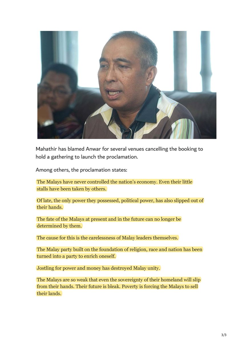 Powerful putdown by ex-Sabah CM. 
Salleh is absolutely 110% right. Its the obvious truth.
I wish Malayan Malay leaders would say this as well (not Jibby &amp; Geng!)
#Mahathir #Politics #racism #ketuananMelayuIslam