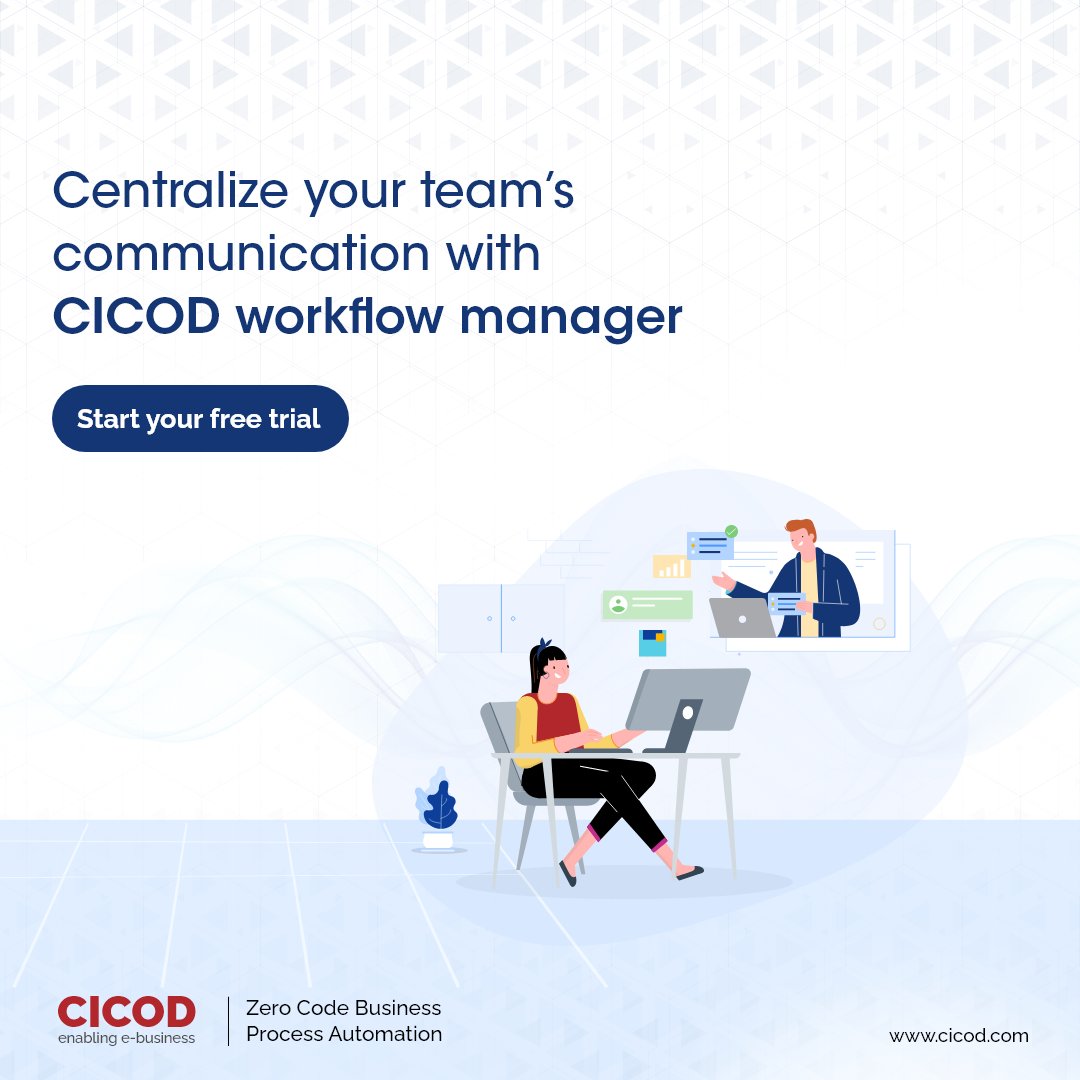 getcicod's tweet image. Say goodbye to cluttered inboxes and confusing email threads. CICOD Workflow Manager has a centralized communication hub to keep everyone in the loop!
Try for free - zcu.io/vs5W
#automation #workflowtool #generalmanager #operationsmanager #businessmanager