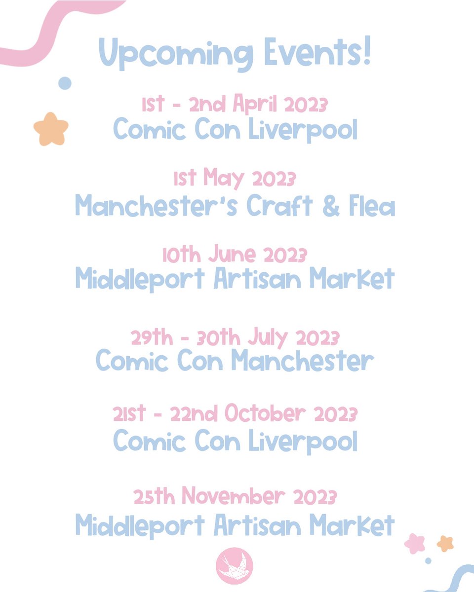 Swiftterlyy's tweet photo. 🌸 Upcoming Events for 2023! 🌸⁠
⁠
Want to know where you can find me in 2023? I'm a busy bee this year and have lots of amazing events booked! Come say hi if you see me at any! 👋 https://t.co/Ng7wuuIJTP