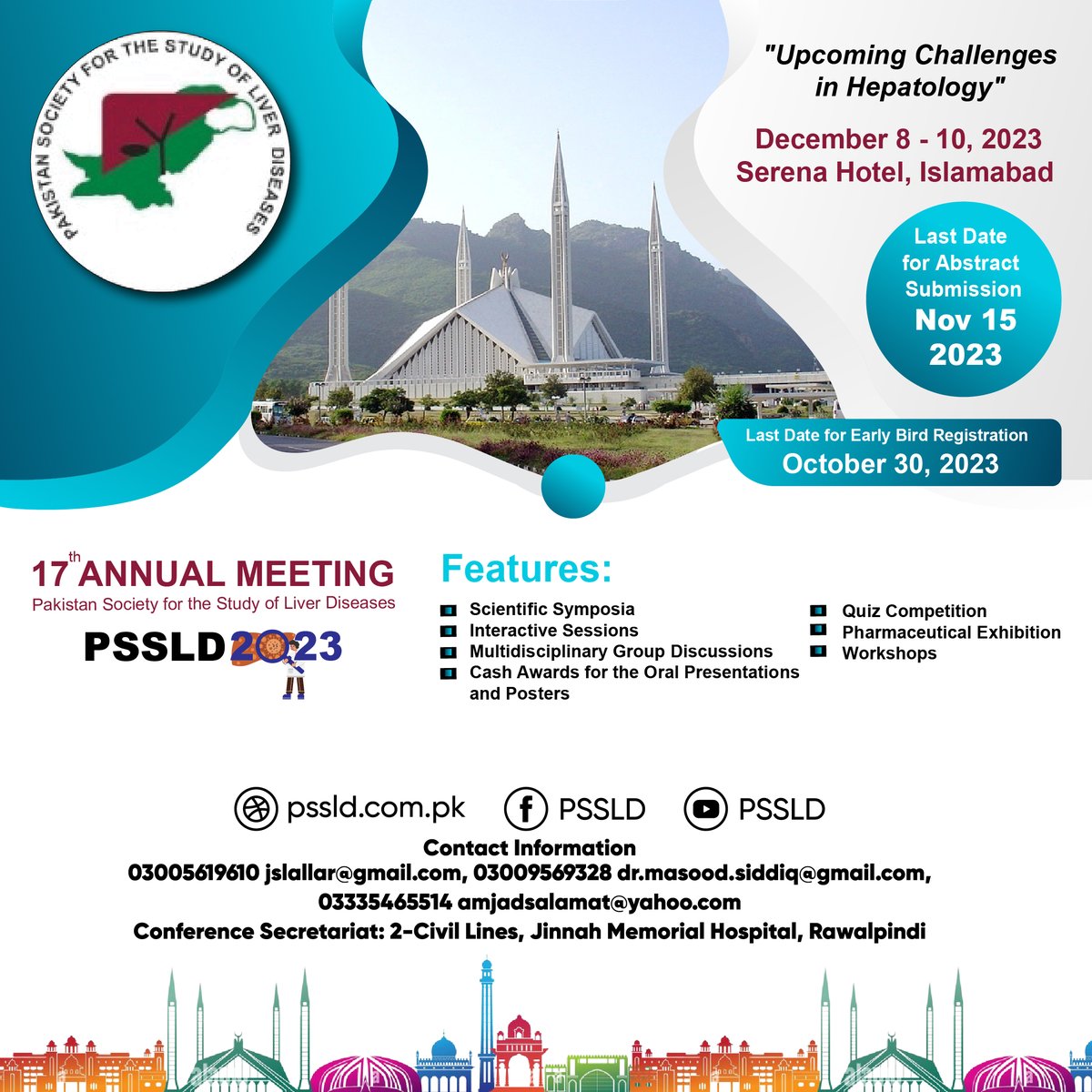 pssld_official's tweet photo. #PSSLD is thrilled to share with you the news of #17thAnnualMeeting . We are going to organize a vibrant #event in #Islamabad where the world's renowned #hepatologists & #gastroenterologists will share the ideas for the eradication of #Hepatitis & other #liverdiseases globally. https://t.co/MIkP2omKAL