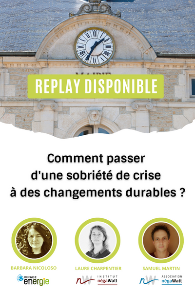 Vous n'avez pas pu assister au webinaire "Comment passer d'une #sobriété de crise à des changements durables ?" proposé par <a href="/VirageEnergie/">Virage Energie</a>  <a href="/inst_negaWatt/">Institut négaWatt</a>  et <a href="/nWassociation/">Association négaWatt</a>  ?

👉 Le #replay est désormais disponible en ligne : bit.ly/webinaire-sobr…

1/2