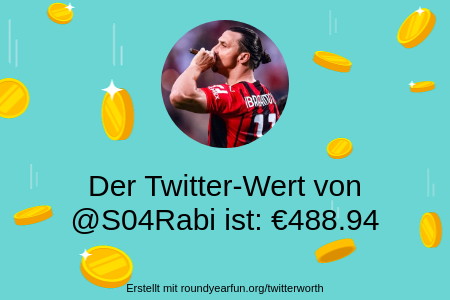 Mein Twitter-Wert ist: €488.94

Finde deins mit funroundy.click/twitterworth?l…

⠀