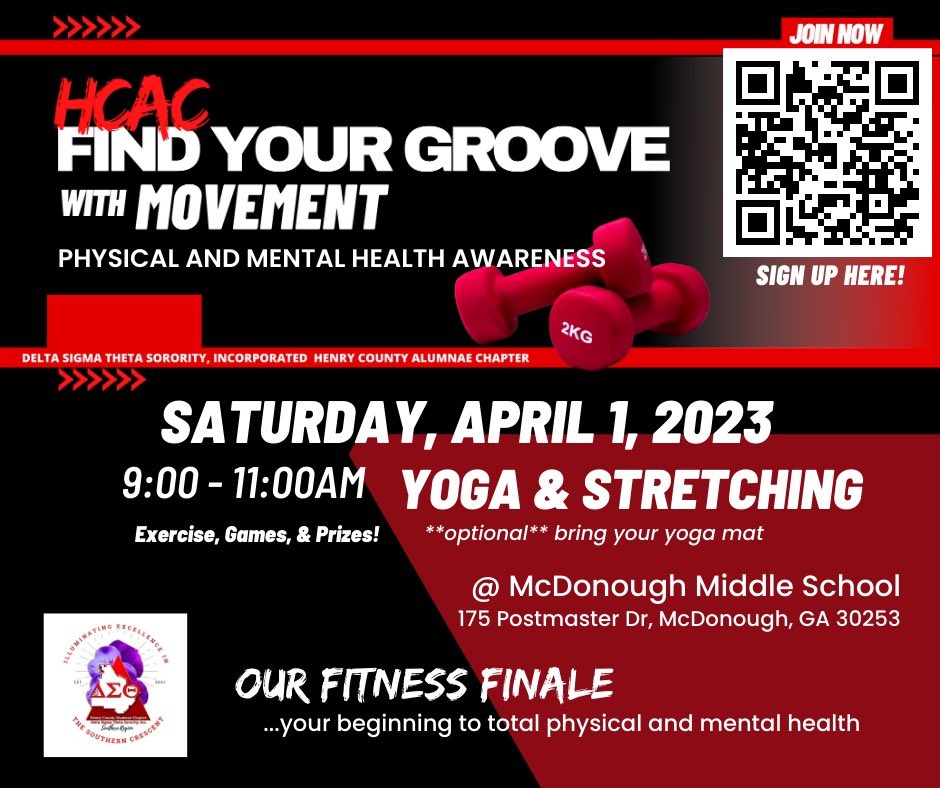 Join HCAC for our final Find Your Groove with movement event: Yoga &amp; Stretching!
#physicalandmentalhealth
#sisterhoodmonth
#hcacdst1913
🧘‍♀️ 🙆‍♀️