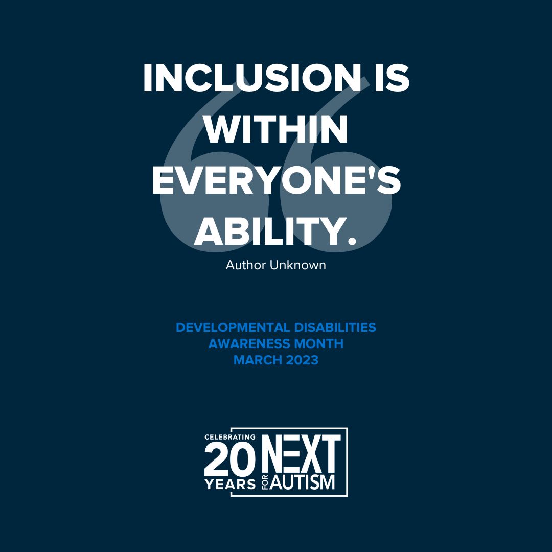 NEXTforAUTISM's tweet image. Let&apos;s work together to ensure that people with developmental disabilities are fully included as valued members of the community and have equal opportunities to achieve their potential, make their own decisions, and exercise their civil rights. 

#DDawareness2023 #DDAM2023