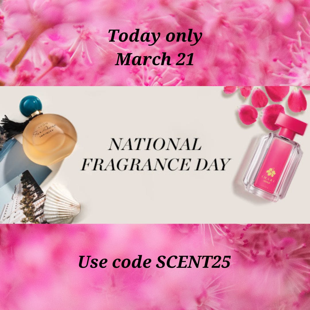 pamsavonshop's tweet photo. In honor of National Fragrance Day, get FREE SHIPPING on orders of $25 + at https://t.co/9OdV0IuBEv
Offer good today only -- use code SCENT25 #AvonCouponCode #FreeShipping #NationalFragranceDay #March21Only #AvonRep @avoninsider https://t.co/NLMoGEheLm
