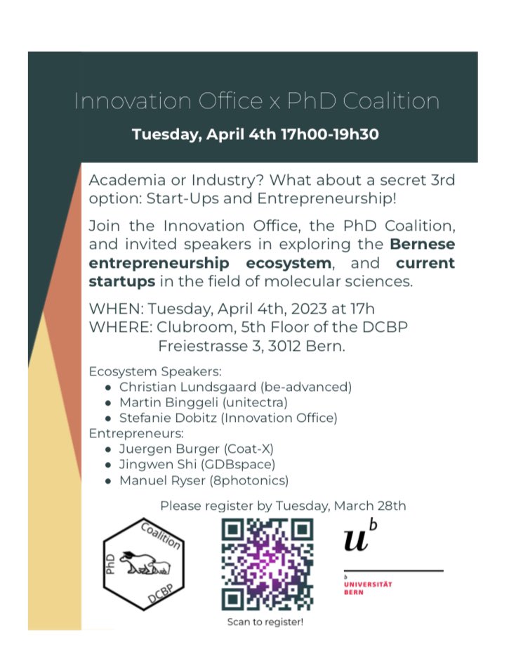 PhD Coalition (@phdcoalition) on Twitter photo One week left to register for our round table event with the Innovation Office of <a href="/unibern/">Universität Bern</a> ! Come have a wonderful discussion and apéro with us! Register here: docs.google.com/forms/d/e/1FAI… One week left to register for our round table event with the Innovation Office of <a href="/unibern/">Universität Bern</a> ! Come have a wonderful discussion and apéro with us! Register here: docs.google.com/forms/d/e/1FAI…