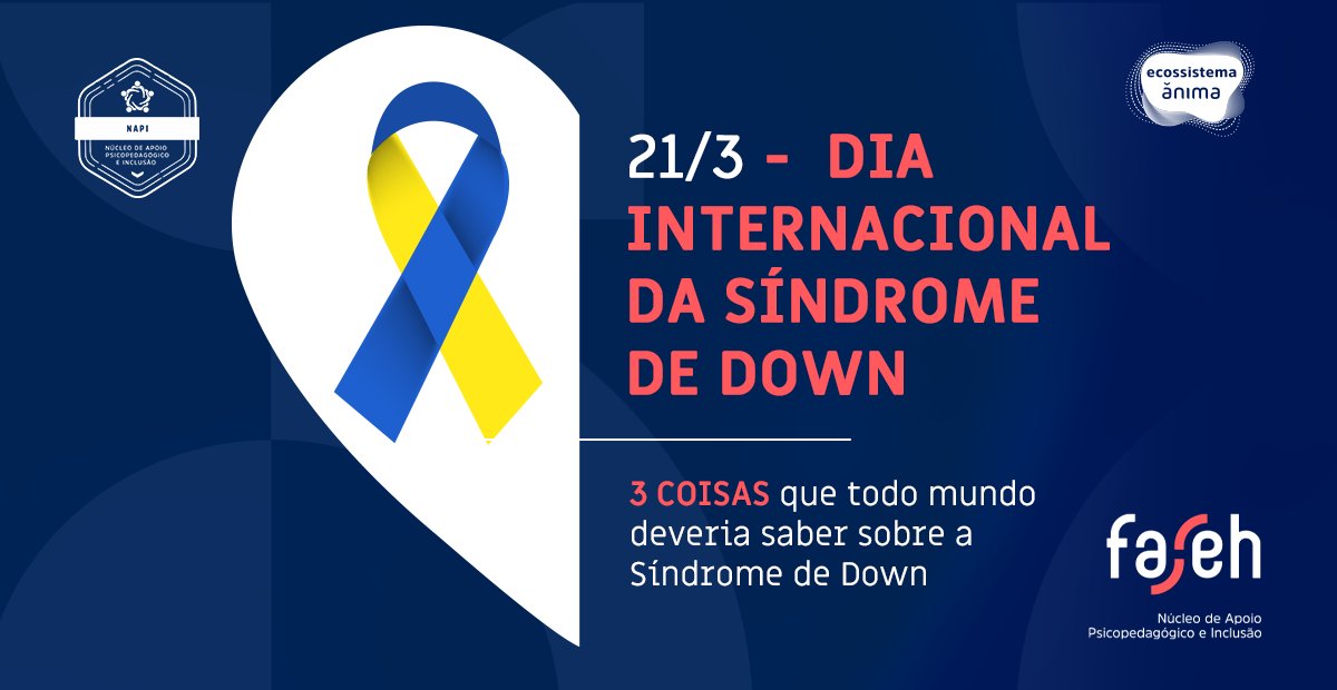 faculdade_faseh's tweet photo. Hoje é o Dia Internacional da Síndrome de Down. A data tem como objetivo a inclusão das pessoas com essa condição genética na sociedade, buscando garantir que elas tenham as mesmas liberdades e oportunidades como qualquer outra pessoa.  

#DiaInternacionaldaSíndromedeDown https://t.co/nZtzysxNSa