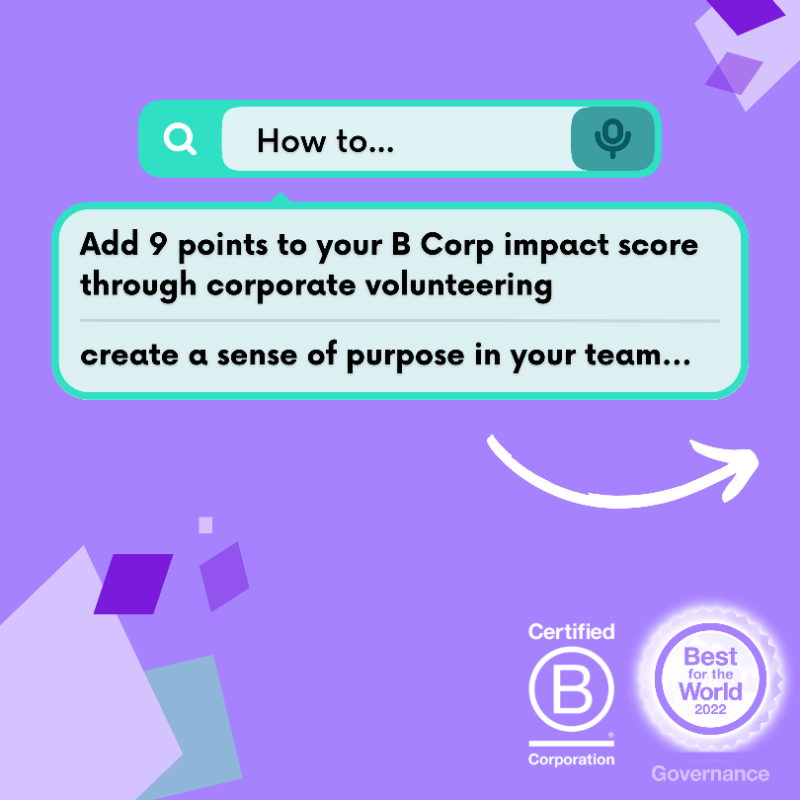 wearematchable's tweet photo. 🤔 What’s an easy way to add up to 9 points to your Impact score this #bcorpmonth?

💡Giving your team the chance to give back with #corporatevolunteering!  

There’s a reason why we have a higher impact score than CSR heavyweights Patagonia and Ben &amp; Jerry’s 💥 #WeGoBeyond