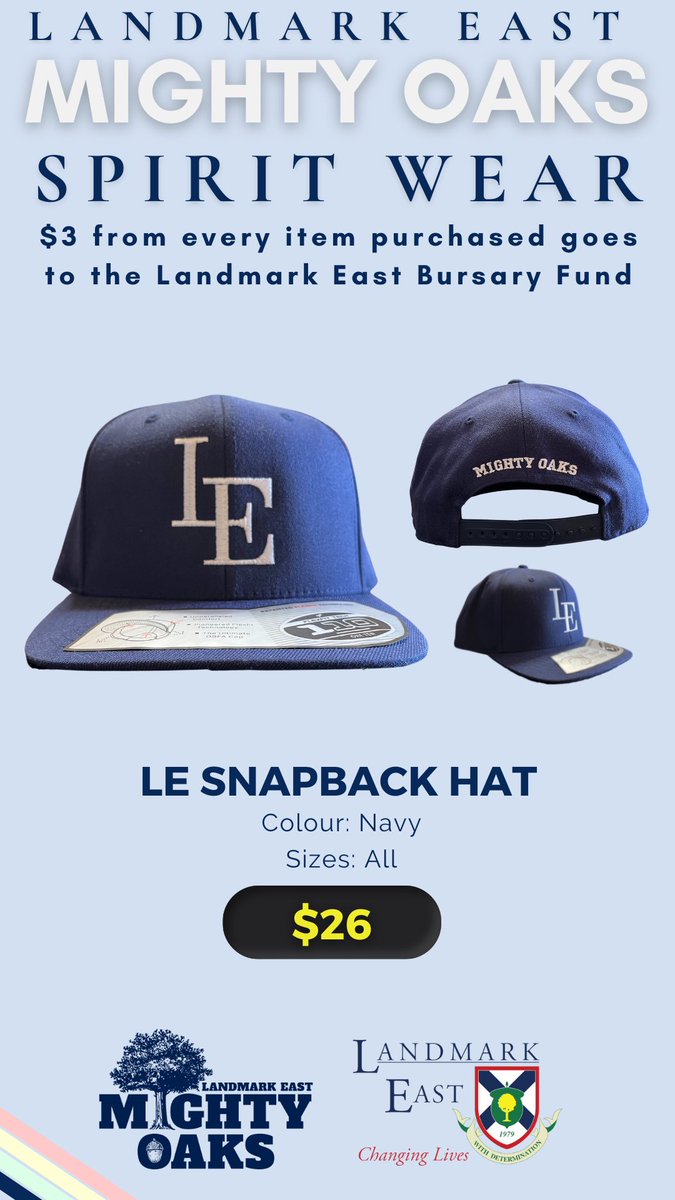 We’re extending the spirit wear sale for one more week! forms.gle/ZifJAB9uFuSCyW… to order and students can try sizes when they return next week.

$3 from every item goes to the life-changing Bursary Fund, so wear your new Mighty Oaks gear proudly!