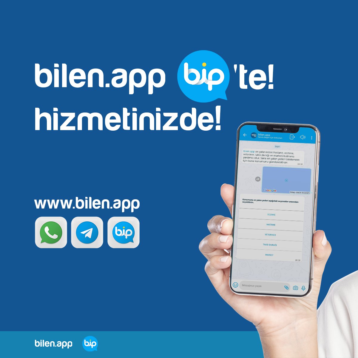 Bilen.app artık BİP'te de hizmetinizde!
BİP üzerinden Bilen.app servisine hemen ulaşmak için: bit.ly/bilenapp

#BİP #bilenapp