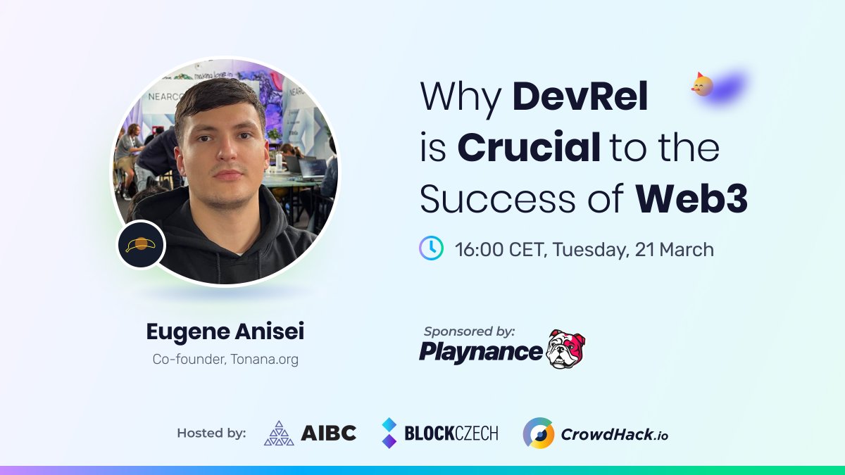 1 Hour remaining ⏳

Join the next <a href="/CrowdHackio/">CrowdHack.io</a> workshop by Eugene Anisei, where you'll discover how #DevRel can be the key to success in the ever-evolving world of #Web3

🔜Register here: us06web.zoom.us/meeting/regist…

 | <a href="/Playnancetech/">Playnance</a>  | @AIBCsummit  | <a href="/blockcz/">cz.meer</a>