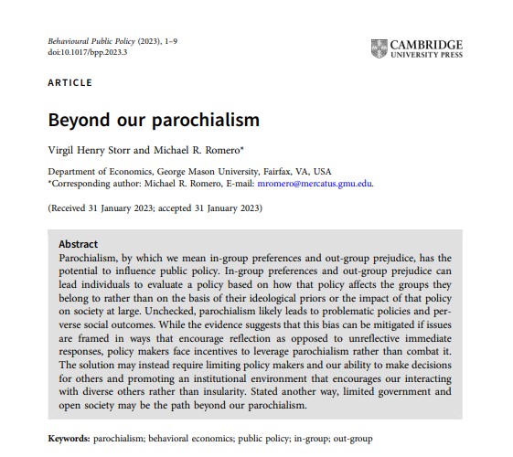 BPPjournal's tweet photo. Should government power be limited, to limit policies that favour policymaker "in-groups" & prejudice their "out-groups"?
Now on our #FirstView page: "Beyond our parochialism" 👇
https://t.co/epCiSI2F3D
#bias #groupselection #reciprocity #partisan #publicpolicy #constitution https://t.co/fDfW7PW2HA