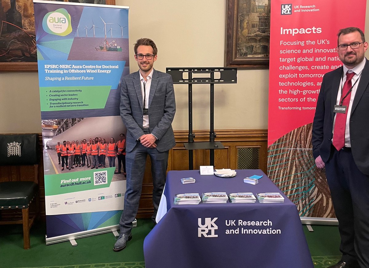 Energy and Environment Institute (@eeiathull) on Twitter photo Our #AuraCDT Director Dr Rob Dorrell & PhD researcher Eamonn Tuton ready to meet MPs <a href="/UKRI_News/">UK Research and Innovation</a>' Research Strategy event in the Houses of Parliament today.
Representing our impactful research supporting a sustainable future for the offshore wind industry.
auracdt.hull.ac.uk/wp-content/upl… Our #AuraCDT Director Dr Rob Dorrell & PhD researcher Eamonn Tuton ready to meet MPs <a href="/UKRI_News/">UK Research and Innovation</a>' Research Strategy event in the Houses of Parliament today.
Representing our impactful research supporting a sustainable future for the offshore wind industry.
auracdt.hull.ac.uk/wp-content/upl…