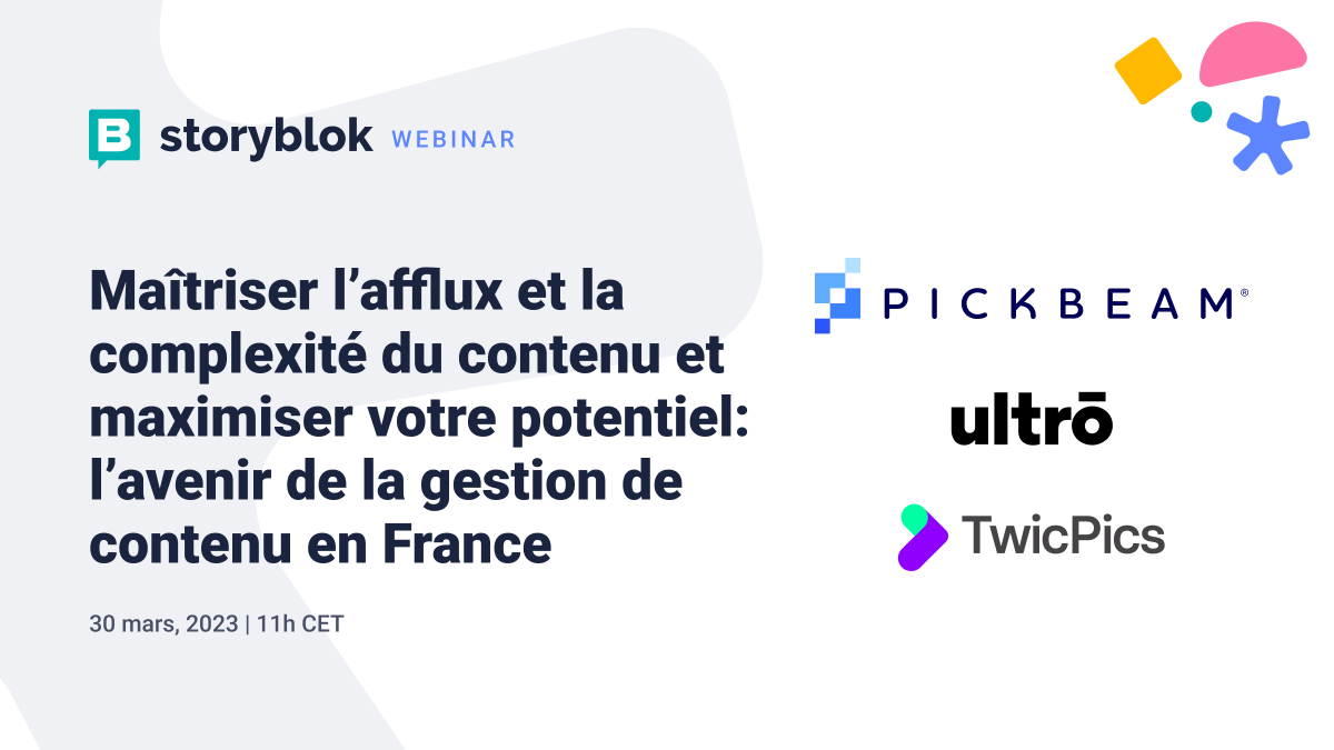 TwicPics's tweet image. #Webinar

The future of content management in France 🇫🇷
  🗓️ 30 March 
  ⏰ 11:00 am CET
  🤝 @storyblok, @pickbeam, @ultroagency &amp;amp; TwicPics

Register here: storyblok.com/fr/ev/l-avenir…

#partnership #headless