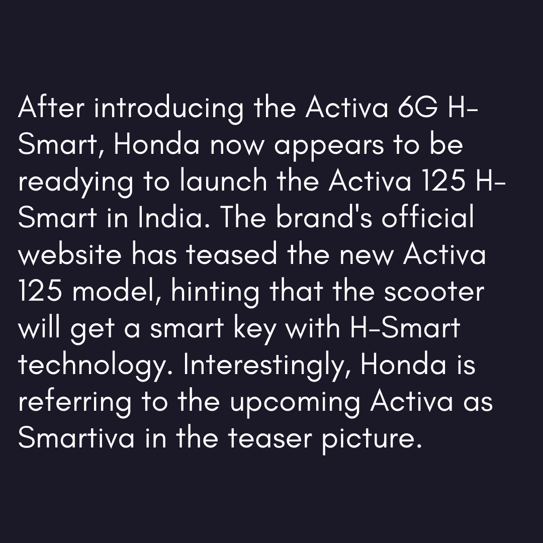 odmag's tweet photo. #overdrivenews New Honda Activa 125 H-Smart teased ahead of launch.
Click on the 🔗 https://t.co/ECYBowRMRP
@honda2wheelerin #honda #activa125 #HSmart #2wheelernews #overdrive https://t.co/AJTsVK0U8g