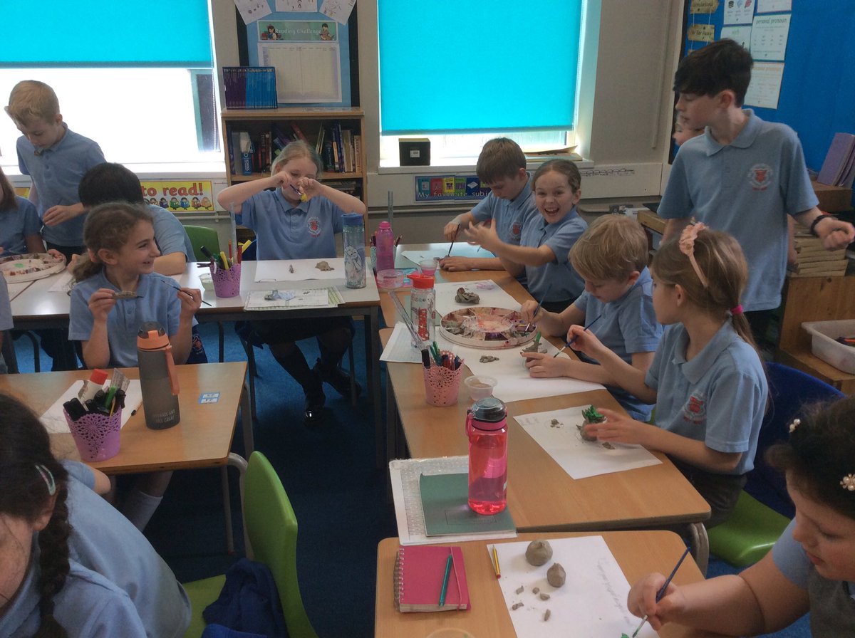 AppleySaintsCE's tweet photo. #ABASY4 are enjoying painting their fruit and vegetable clay models this afternoon #ABASArt @FriendsPrimary https://t.co/lYnECRc6SE