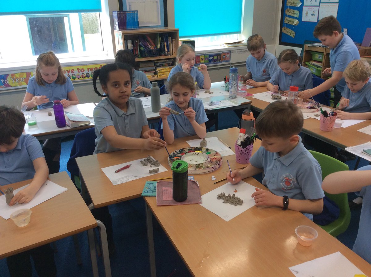 AppleySaintsCE's tweet photo. #ABASY4 are enjoying painting their fruit and vegetable clay models this afternoon #ABASArt @FriendsPrimary https://t.co/lYnECRc6SE