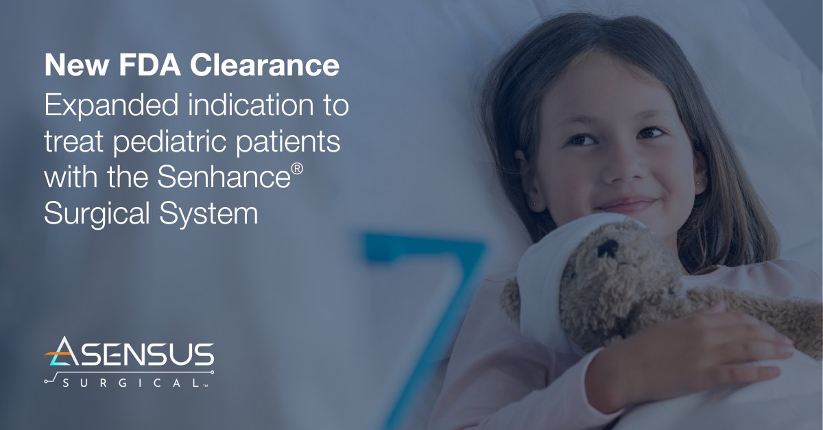 AsensusSurgical's tweet photo. Asensus is pleased to announce that it has received 510(k) clearance from the @US_FDA for an expanded indication to treat pediatric patients with the Senhance® Surgical System.
Learn more: https://t.co/16XZ8szCc5
#Asensus #Pediatric #surgery https://t.co/dpiB5Mx4kU