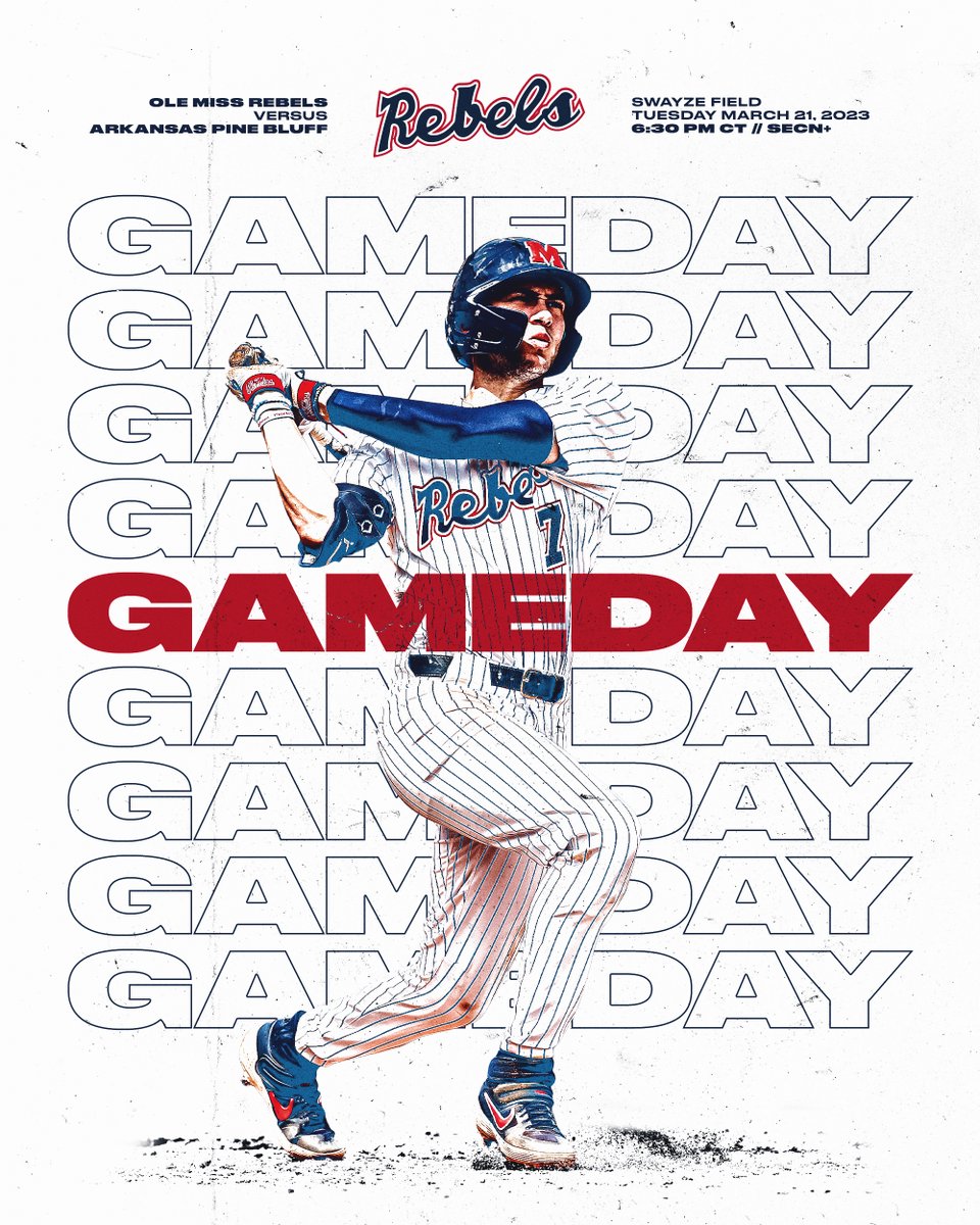 Back at Swayze! 🏡

🆚 Arkansas Pine Bluff
🕓 6:30 PM CT
🏟 Swayze Field
📺 SEC Network+
🖥 rebs.us/3ndVz8U
📊 rebs.us/3JVcwxS
🎙 rebs.us/3Z2L9Gr

#HottyToddy