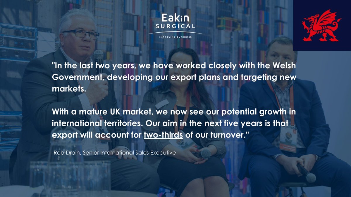 EakinSurgical's tweet photo. Senior International Sales Executive Rob Drain recently spoke in a plenary session at #ExploreExportWales. 

Rob discussed our plans to expand into new markets with support from @_businesswales / @walesintheworld. 

With their help, we hope to grow our export business in 2023. https://t.co/t8xJeV3dSR