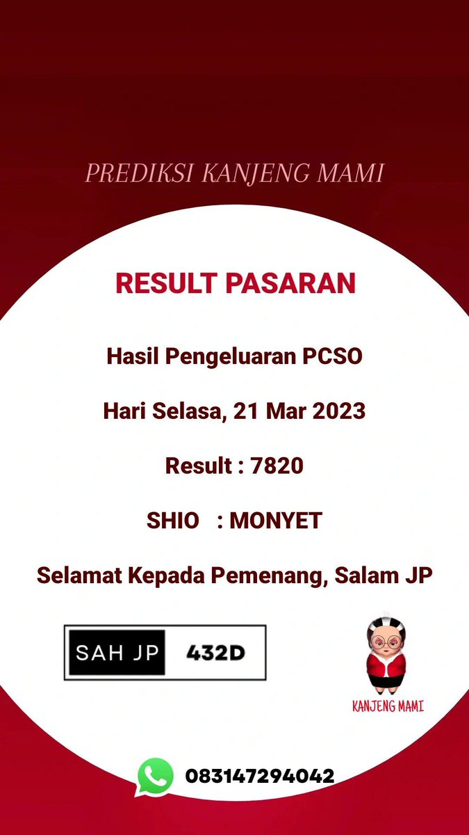 HASIL PENGELUARAN PCSO INFO PREDIKSI LAIN NYA
WA : 083147294042

#result #hasilpengeluaran
#inforesult #prediksijitu
#bocoranangka #prediksiakurat
#akangcuan #prediksigratis
#prediksihongkong #prediksitaiwan
#prediksichina #prediksisyney
#prediksisingapore #prediksiHK