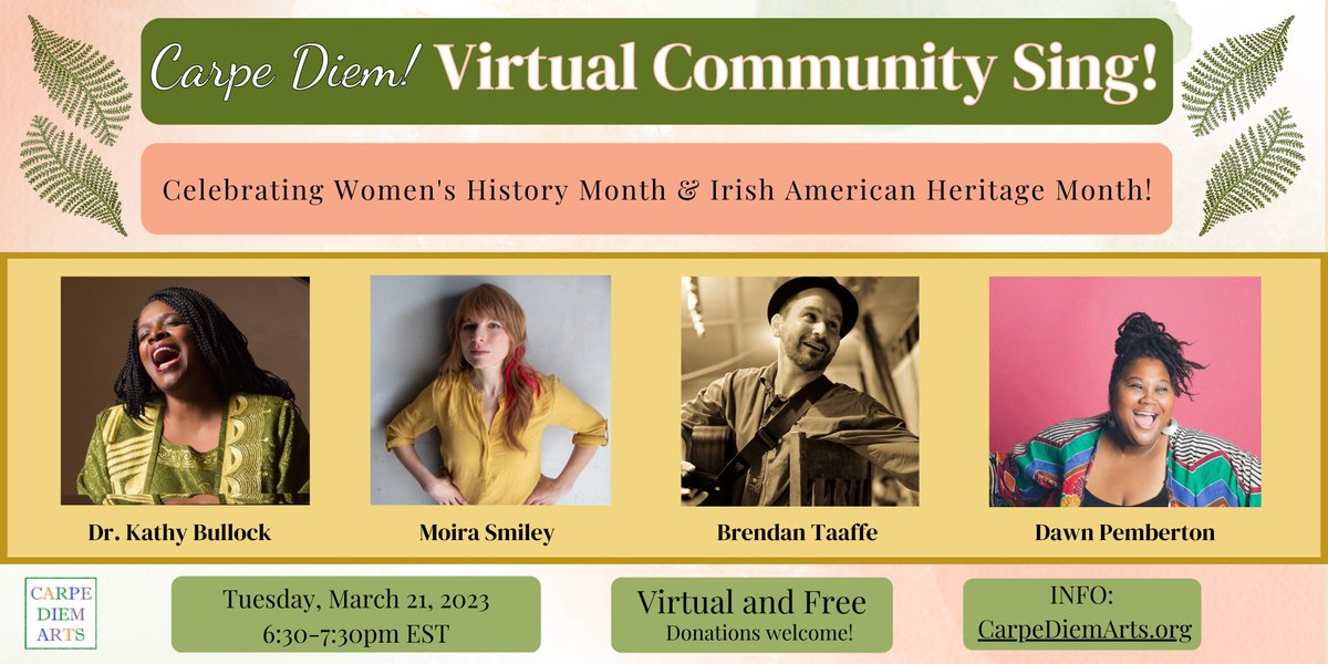 We have a terrific lineup of artists, as usual, and look forward to seeing you in the Zoom room tonight - Tuesday, March 21!