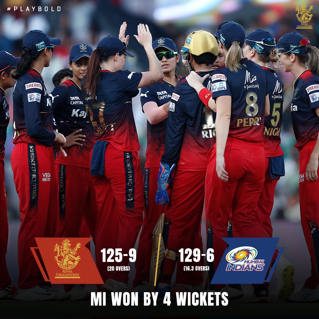 RCBTweets's tweet photo. Not exactly the way we wanted to finish our campaign but we’ll forever be thankful to the 12th Man Army for the support. 

We take the learnings and come back a better side next season. 🙌

#PlayBold #SheIsBold #ನಮ್ಮRCB #WPL2023 #RCBvMI https://t.co/wqAjr7vo6F
