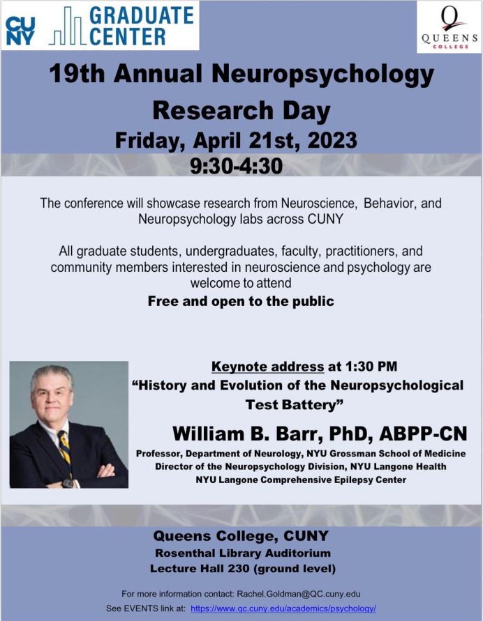 QC Alumni (@qc_alumni) on Twitter photo QC will be hosting the 19th Annual Neuropsychology Research Day on Friday, April 21st from 9:30am-4:30pm in <a href="/LibraryQc/">Queens College Library</a>'s Rosenthal 230. The event is open for the entire QC community to attend and will be livestreamed! For more information, please email: rachel.goldman@qc.cuny.edu QC will be hosting the 19th Annual Neuropsychology Research Day on Friday, April 21st from 9:30am-4:30pm in <a href="/LibraryQc/">Queens College Library</a>'s Rosenthal 230. The event is open for the entire QC community to attend and will be livestreamed! For more information, please email: rachel.goldman@qc.cuny.edu