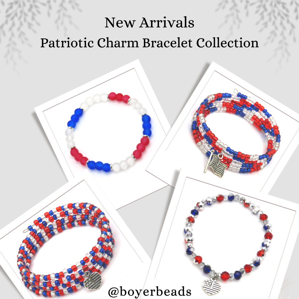 Patriotic Charm Bracelet Collection❤️
Patriotic Charm Bead Memory Wire Wrap Bracelet, Stretch Bracelet, Red White, and Blue Jewelry🍁🍁
Available now at ebay.com/str/boyerbeads or facebook.com/boyerbeads
Visit👉ebay.com/str/boyerbeads
#jewelry #bracelet #charm #patriotic #ebay