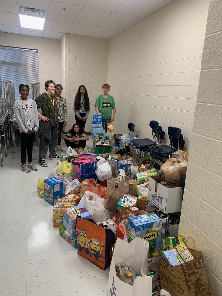 RMSRavens's tweet photo. Student Council Canned Food Drive at Rockvale Middle School! We understood the assignment! Helping families and others. #Service #WEARE #RVMS #studentcouncil https://t.co/nnSZPpbLqQ