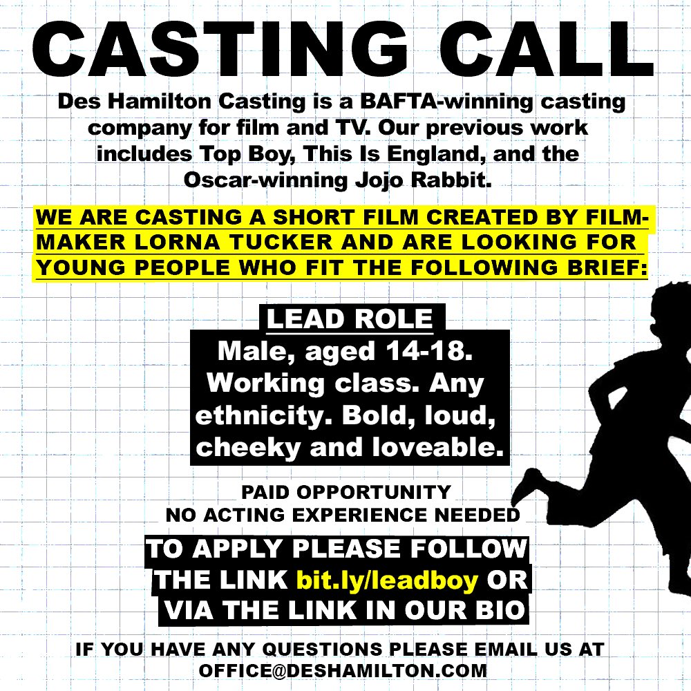 Des Hamilton Casting on X: If this is you or someone you know please get in touch via our email office@deshamilton.com or please share! / X
