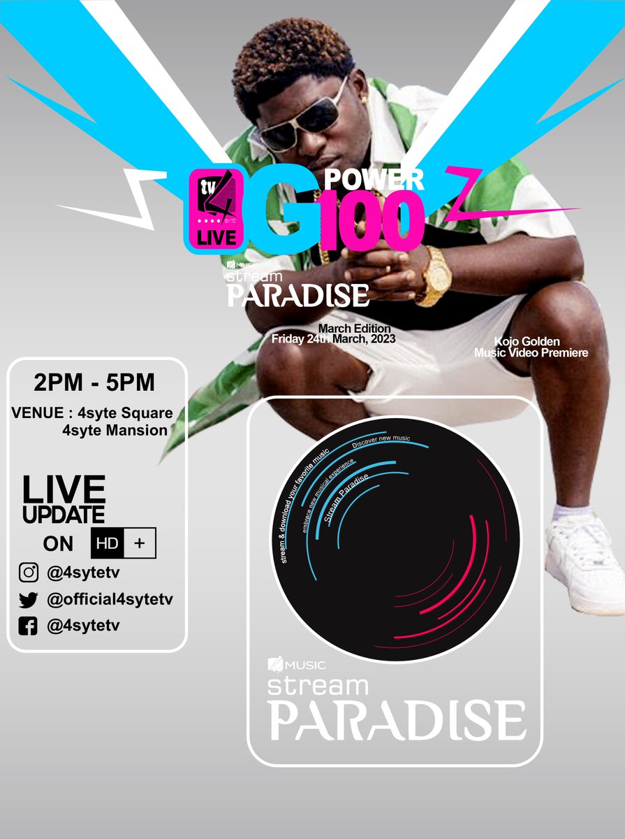official4SYTETV's tweet photo. #Gpower100 happening this Friday at the 4syte Square. GPOWER 100! The ultimate platform to propel the youngsters into superstardom.
@KojoGoldenBoy https://t.co/jszauClq5y