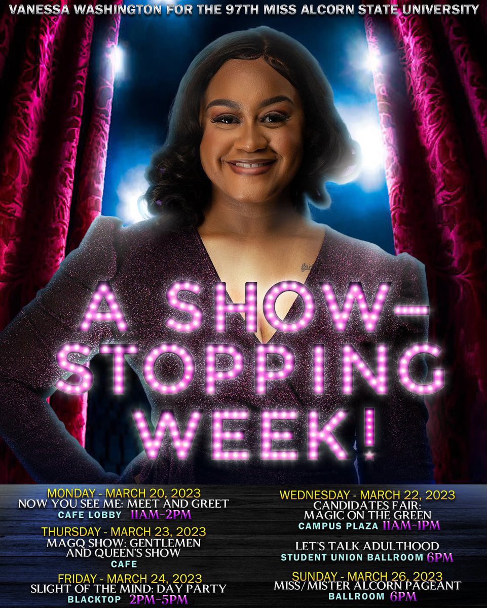 The show is NOT over!!🙅🏾‍♀️No one told you the secrets to MAGIC? Well... this magician knows them all. Be sure to come out to my events to find out more.🌟😊 #VanessaForMiss97th #VanessaForMissAlcornStateUniversity #ThisIsWhereTheMagicBegins