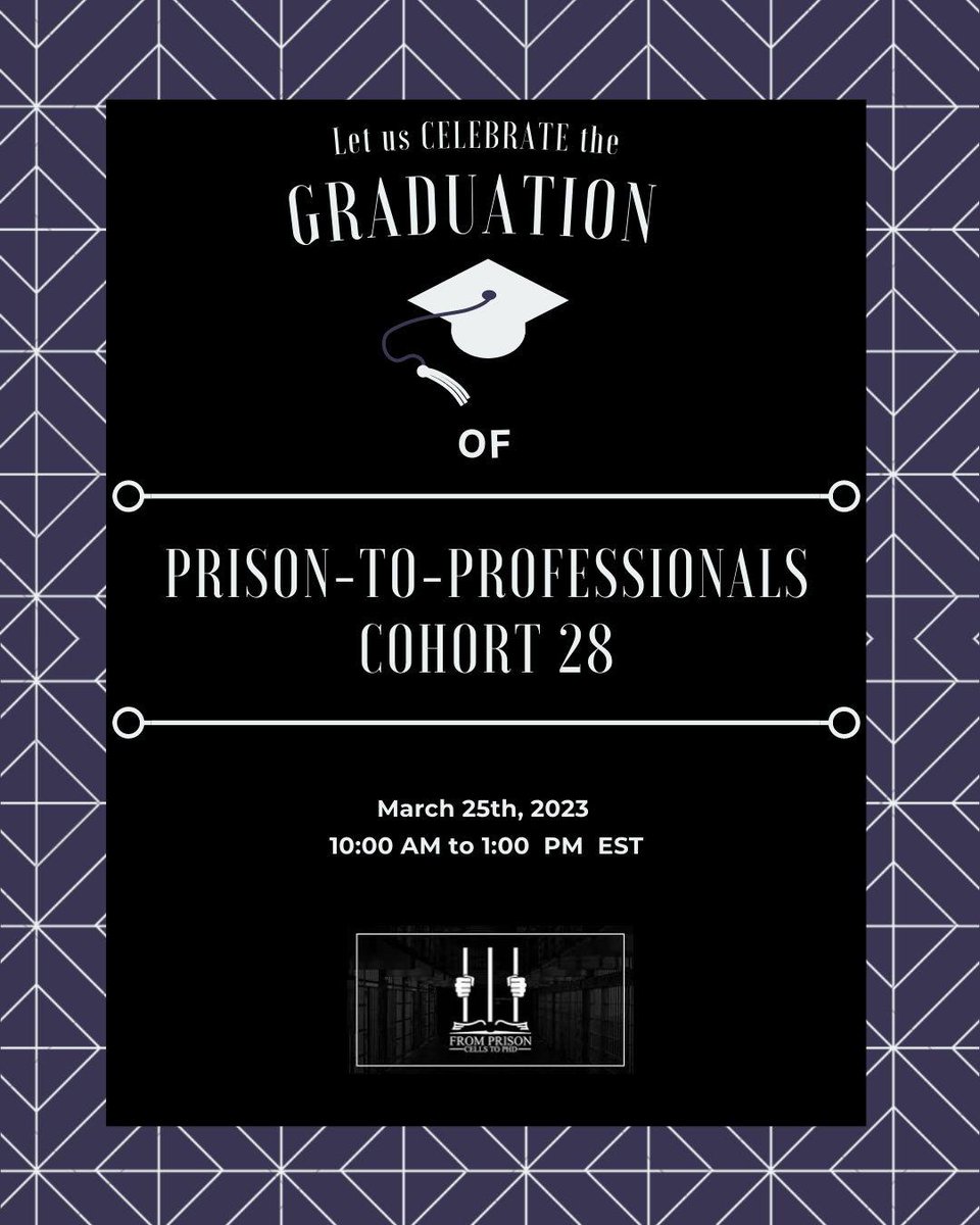 prison2pro's tweet photo. We wanted to remind everyone that our Cohort-28 Scholars will be graduating on March 25th, 2023 from 10:00-1:00!!!
Missing out on this cohort? https://t.co/ADxLFDDQoa
#itsnevertoolate #EducationOverIncarceration #prisoneducation #secondchance #prison2pro #P2P #family https://t.co/mBdGNCD2Dn