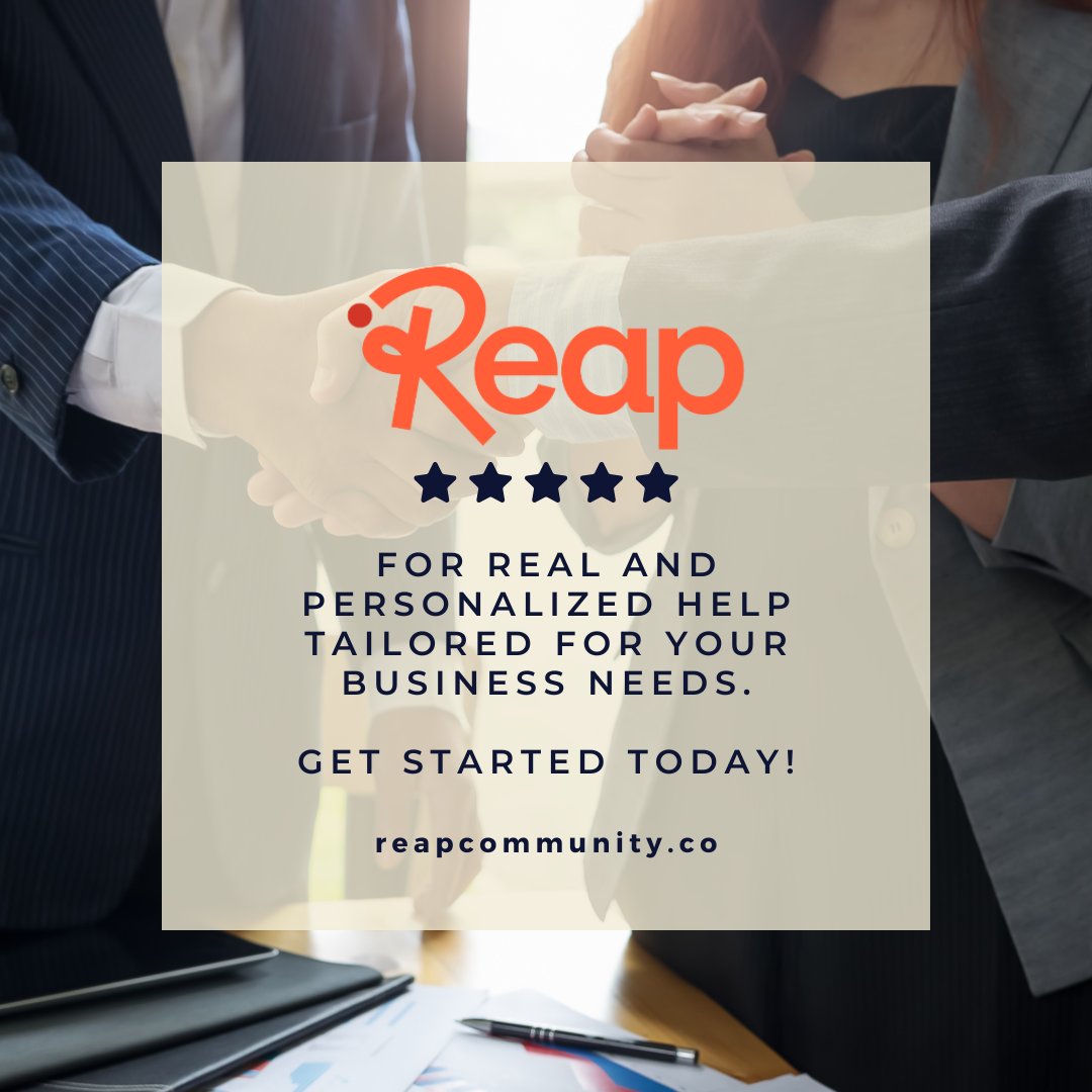 ReapCommunity's tweet photo. Choose Reap for real, personalized help tailored to your business needs. Say goodbye to generic advice and see real results. Get started today! #PersonalizedSupport #RealResults #ReapCommunity #business #startups #entrepreneurs https://t.co/HJOD137IVD
