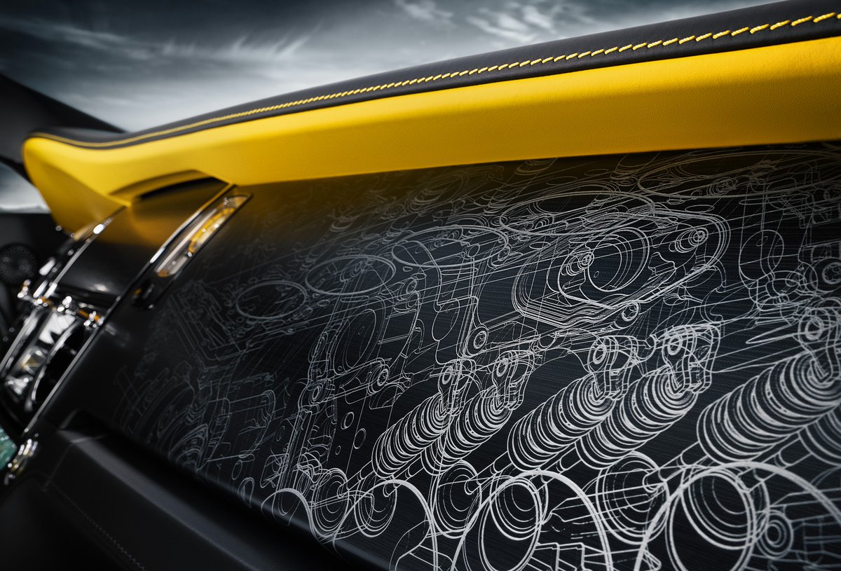 To commemorate our last-ever V12 coupé, our Bespoke Collective collaborated to create a unique artwork for Black Badge Wraith Black Arrow's fascia, taking inspiration from the V12-powered land speed record-holding Thunderbolt of the 1930s.

#BespokeIsRollsRoyce