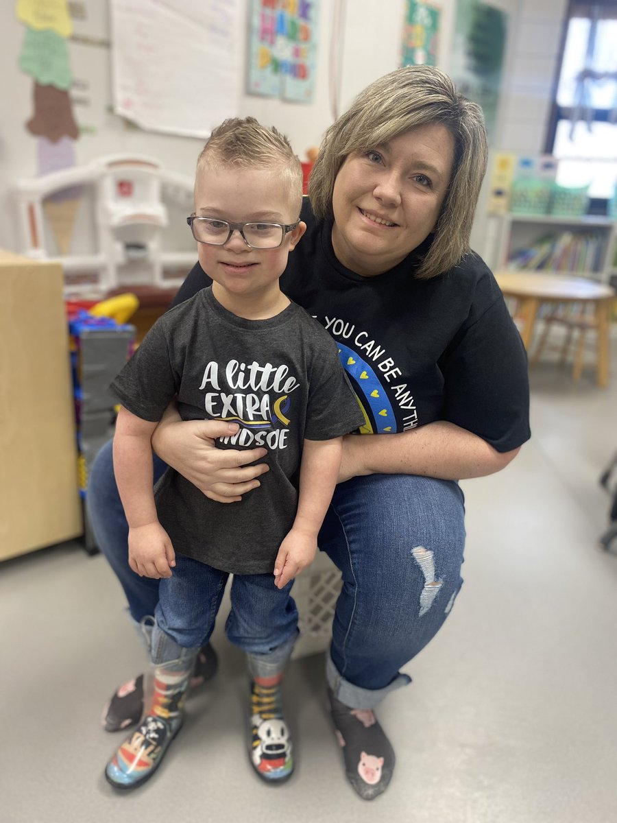 llalyssashea's tweet photo. Celebrating World Down Syndrome Awareness Day!💙💛 
“The difference between ordinary and extraordinary is just that little ‘extra’!” #worlddownsyndromeday @Lowe_Crew5 @erinleach05 @wwamiley5 @NobleLocal_SD #littlezepsprek @JDenius #preschool https://t.co/dHCXytLVee