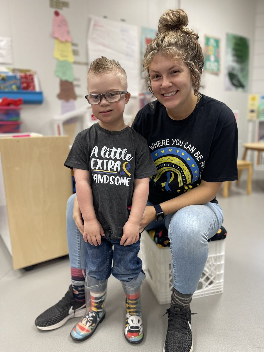 llalyssashea's tweet photo. Celebrating World Down Syndrome Awareness Day!💙💛 
“The difference between ordinary and extraordinary is just that little ‘extra’!” #worlddownsyndromeday @Lowe_Crew5 @erinleach05 @wwamiley5 @NobleLocal_SD #littlezepsprek @JDenius #preschool https://t.co/dHCXytLVee