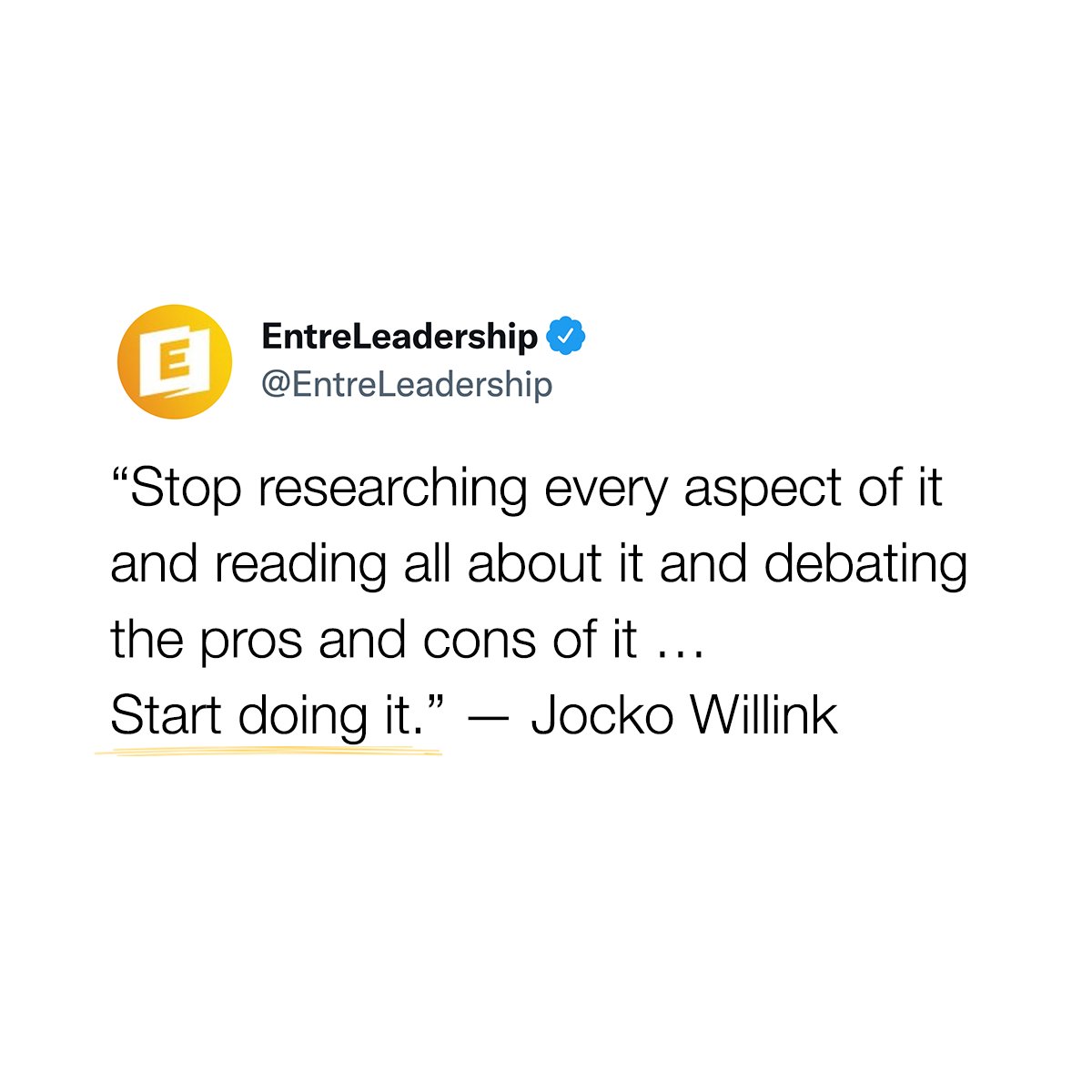 EntreLeadership's tweet image. If you're waiting for the perfect moment to start your business, you'll be waiting forever.

Don't become paralyzed with fear of decision-making . . . JUST GET STARTED. 

You got this 👊

#EntreLeadership #Entrepeneurship #smallbusinessowner