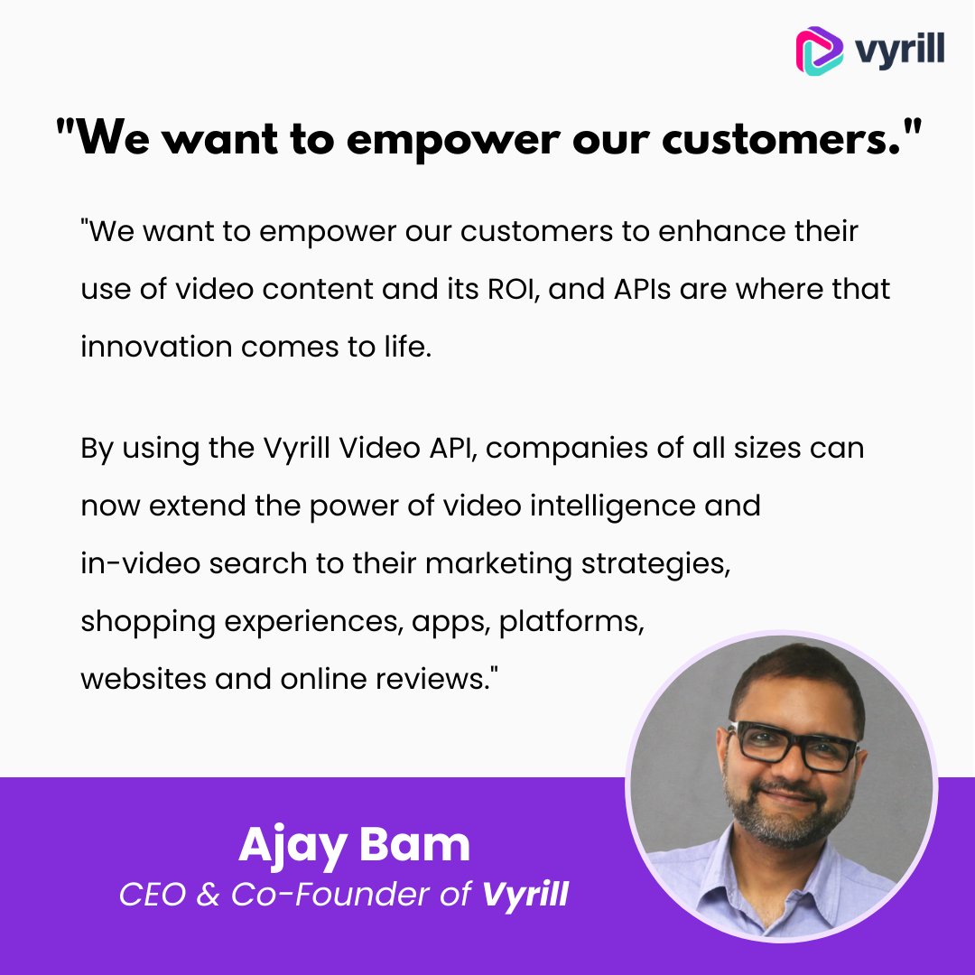 vyrill's tweet photo. Vyrill's CEO, Ajay Bam, on the Vyrill Video API!
#Vyrill #VideoInsight #Marketing #VideoMarketing #videocontent #ugvc #digitalmarketing #videoinsearch #videoanalytics #ai #artificialintelligencemarketing #NLP #GoViral #API https://t.co/bNBCM6PjLg