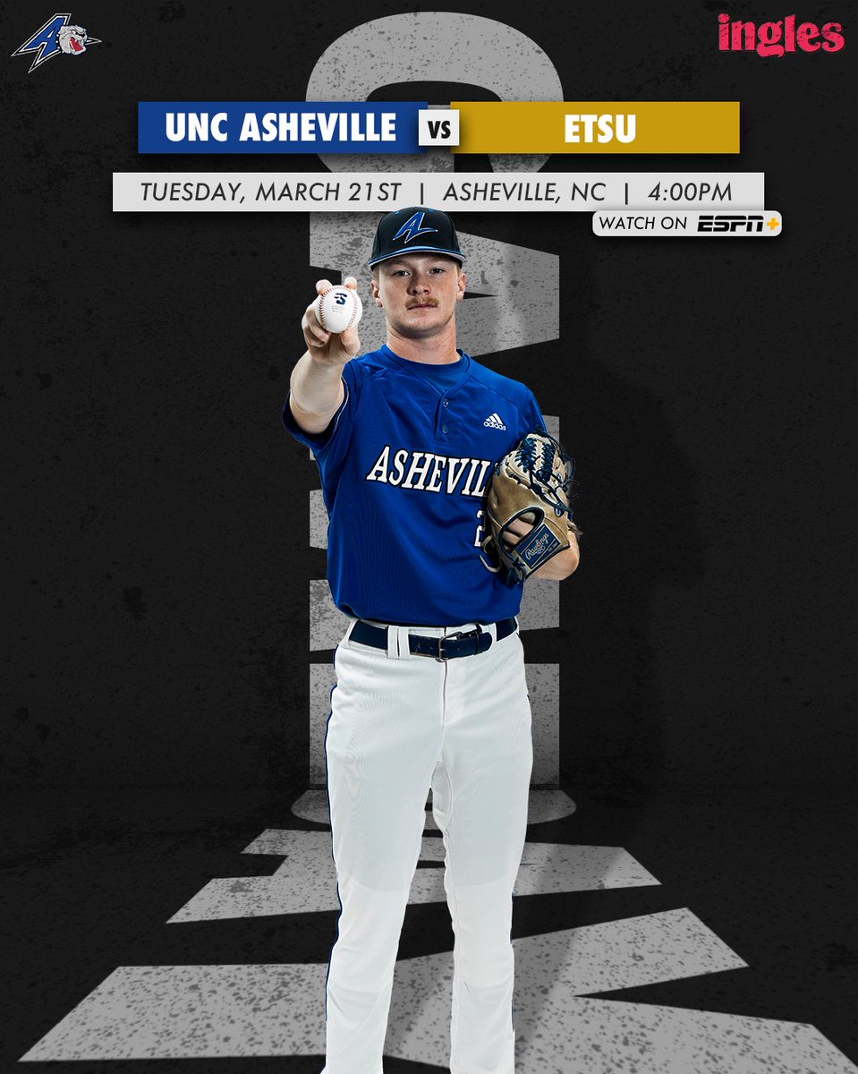 UNCAvlBaseball's tweet photo. GAMEDAY! Back home today to face off against ETSU! Reminder admission is free courtesy of @InglesAdvantage

🆚 ETSU
📌 Asheville, NC
⏰ 4 pm
🏟 | Greenwood Field
📊: https://t.co/dmQfma7GBw
📺: https://t.co/GZaYU6nROg

#ALLinAVL #TTS https://t.co/0MjovW6DxT